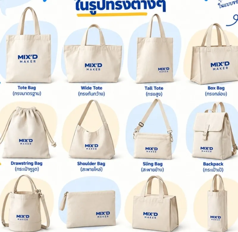 กระเป๋าผ้า Canvas หลายรูปทรง