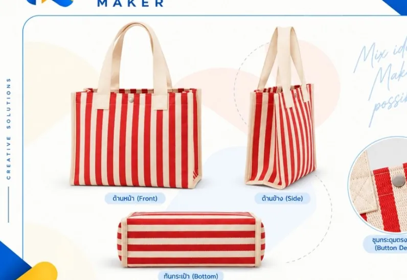 Tote bag ผ้าลายทาง